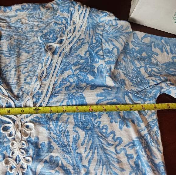 SOLD ELSEWHERE Lilly Pulitzer Blue and White 100% cotton knit Tunic XL mermaids! - Picture 6 of 10